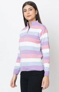 Pull zippé à manches longues en acrylique épais et élégant pour femme, idéal pour les occasions décontractées, exportateur indien à prix de gros - Product Image 4