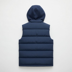 Gilet matelassé à capuche bleu marine pour homme, sans manches, fermeture éclair sur le devant, coupe-vent, décontracté, vêtement d'extérieur d'hiver - Product Image 2