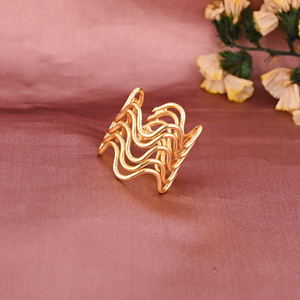Anillo Ajustable de Latón Chapado en Oro con Múltiples Ondas, Moderno, para Mujer, Regalo de Boda o Compromiso, Lote al por Mayor de 25 Pares - Product Image 2