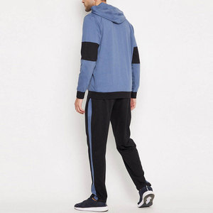Sudadera Azul con Capucha y Cierre de Cremallera con Detalles Negros y Pantalones Deportivos a Juego, Conjunto Deportivo de 2 Piezas, Corte Regular, Largo Completo, Unisex - Product Image 2