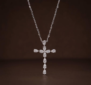 Collar con Colgante Curvo de Plata de Ley 925, Estilo Vintage, con Diamantes Multicolores Certificados por IGI, Baño de Rodio Negro, Corte Pera - Product Image 1