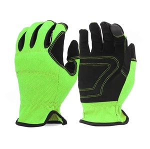 Gants mécaniques en cuir synthétique, pièces, manicle de sécurité Premium avec Spandex vert Lime et mousse noire - Product Image 4