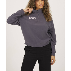 Sudadera con capucha de algodón de manga larga extragrande para mujer, con cuello de media cremallera reversible, estampado de letras personalizadas y apliques, ideal para invierno. - Product Image 4