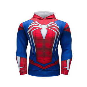 Men's <b>Spiderman</b> Hoodie Full Sleeve Printed Casual Sweatshirt Red Blue Design Breathable Knitted Fit Spring Wear - Product Image 1