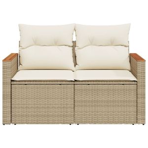 Sofá de Patio de Ratán PE Beige con Acero con Recubrimiento en Polvo y Madera Maciza de Acacia - Product Image 4