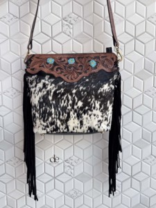 Sac à main en cuir repoussé véritable peau de vache frange sac à bandoulière sculpture bohème couleur turquoise nouveau design sacs à bandoulière pour femmes - Product Image 1