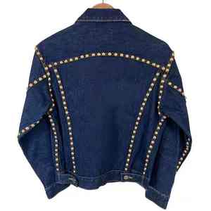 Veste en jean technique pour homme, tissu brillant, bordure en pierre, design professionnel, doublure confortable, veste en jean avec strass - Product Image 2