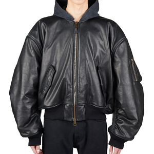 Chaqueta Bomber Extra Grande con Capucha, Bolsillos con Parches de Cuero y Logotipo Personalizado, con Característica Ignífuga, Unisex - Product Image 1