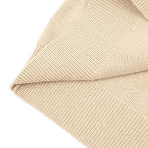 Pull en cachemire beige tendance à manches longues, couleur unie, fermeture boutonnée, style tricoté automne, coupe classique - Product Image 2