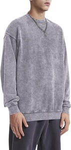 เสื้อสเวตเชิ้ตผ้าฝ้ายฟลีซทรงโอเวอร์ไซส์สำหรับผู้ชาย ล้างสีแบบแอซิดวอช ใส่สบาย อุ่น นุ่ม รุ่นใหม่ล่าสุด - Product Image 6