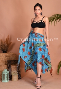 Falda Larga Bohemia con Diseño Zig Zag, de Seda Reciclada, Cintura Ajustable, Estilo Casual para Mujer, Ideal para Playa y Fiestas - Product Image 3
