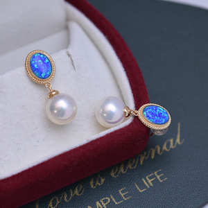 Pendientes Largos de Plata S925 con Circonita Estilo Coreano, Agua Dulce, 9-10mm, Blanco, Luz Intensa, Juego Completo - Product Image 2