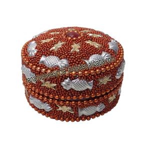 Boîte traditionnelle en fer fait à la main, boîte intérieure en forme circulaire, cadeau parfait pour les femmes - Product Image 3