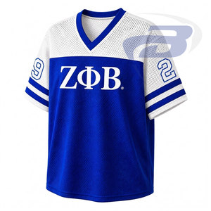 Camiseta de malla para mujer Zeta Phi Beta ZPB Sorority, cuello en V, manga corta, azul y blanco, con bloques de color, transpirable, informal. - Product Image 2