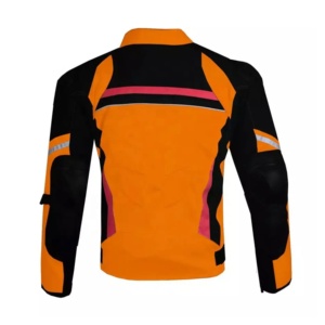 เสื้อแจ็คเก็ตมอเตอร์ไซค์แขนยาวสีส้มดำสำหรับผู้ชาย  แบบกันลม พิมพ์ลายสะท้อนแสง  ใส่ได้ทุกฤดู เหมาะสำหรับการขับขี่แข่งรถ - Product Image 3
