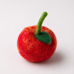 Mahaguthi <b>Craft</b> Conscience <b>Wool</b> Felt Apple <b>Craft</b> Red Fruit Decorative Model Green Stem Leaf for Educational Toys 3 6 Years - Product Image 2