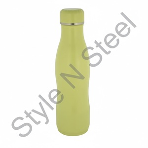 Botella de agua de acero cromado de una pared, color verde oliva, acero inoxidable acanalado, precio al por mayor - Product Image 2