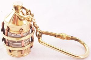 Polished Brass Lantern Keychain Nautical Lamp Keyring <b>Key</b> <b>Tag</b> Gift - Product Image 2