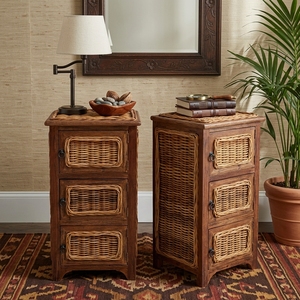 New Modern <b>Minimalist</b> Manado Wooden Storage Cabinet Natural Rattan Wicker 3 Drawers Chest Side <b>Table</b> Storage Unit Nightstand - Product Image 5