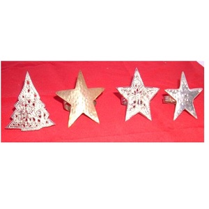 Anneaux de serviette en aluminium modernes en forme d'arbre de Noël et d'étoile pour la décoration de table de fête et de banquet - Product Image 1