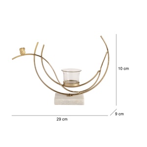 Centre de table doré en fer forgé, porte-bougie avec motif d'oiseau, base en marbre, fait main, écologique, portable, pour usage religieux et décoration intérieure - Product Image 3