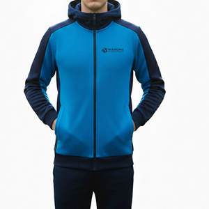 เสื้อแจ็คเก็ตวอร์มอัพสำหรับผู้ชายสำหรับการฝึกก่อนออกกำลังกายและหลังออกกำลังกาย เสื้อแจ็คเก็ตระบายอากาศสำหรับผู้ชายสำหรับการฝึกซ้อมที่เข้มข้น - Product Image 1