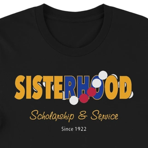 T-shirt noir à manches courtes pour femme, motif graphique, collection Sigma Gamma Rho Sisterhood Scholarship Service, vêtement décontracté et tendance, personnalisable - Product Image 2