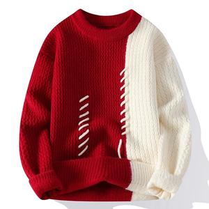 Pull en maille décontracté pour homme, col rond, 100% coton, anti-rétrécissement, respirant, tendance et personnalisé - Product Image 1