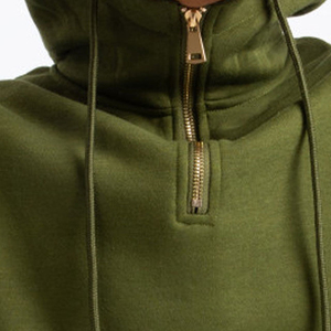 Men's Olive Green Hooded Sweatshirt Shorts Set 100% Cotton Casual Tracksuit Full Sleeve Solid Color Breathable Summer Wear - Product Image 3