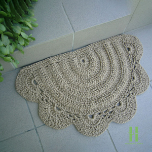 Best Wholesale <b>Custom</b> Size Natural Seagrass Half Moon Mat Hand-knitted Sustainable Floor Rug Bohemian Scalloped Entryway <b>Doormat</b> - Product Image 2