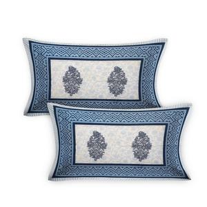 Sábana de Algodón Puro Indio Azul Gris con Estampado, Cubrecama Doble con Funda de Almohada de Diseño - Product Image 3