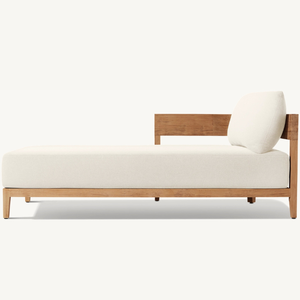 Chaise longue en teck au style moderne, adaptée à une utilisation en extérieur, durable, équipée de coussins moelleux - Product Image 5