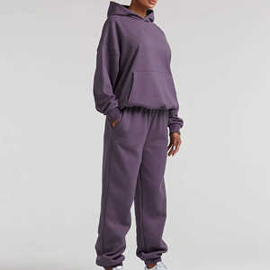 Ensemble de survêtement décontracté à capuche pour femmes, couleur unie, grande taille, pour adultes - Vêtements de sport d'hiver à bas prix, survêtements pour femmes en vente - Product Image 1