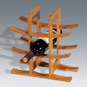 Moderno Botellero de Madera Maciza para 4 Botellas con Diseño de Arco Curvo, Creativo Soporte para Botellas de Vino Estilo Bambú - Product Image 5