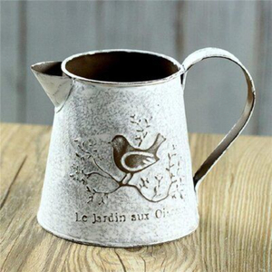 Decorative Metal Flower <b>Pot</b> & Tall Pitcher Vase For Antique Finish Galvanized Iron Planter For Living Room Garden And Events - Product Image 4