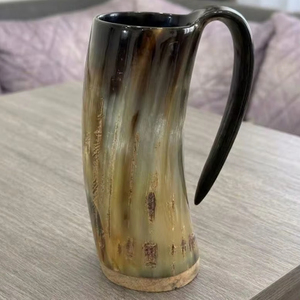 High Quality Natural Buffalo Horn <b>Mug</b> With Handle High Quality for Beer Wine Mead Ale/Drinking Horn Tankard - Product Image 1