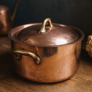 Casserole en cuivre à finition miroir avec couvercle, pour cuisson profonde, idéale pour cuisine, restaurant, hôtel, construction en métal robuste - Product Image 4