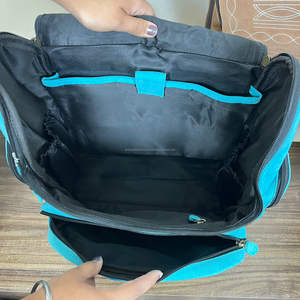 Nouveau Design Fabricant Botte Point Turquoise Daim Cuir Sacs À Couches Multi-fonction En Cuir Véritable Support Pour Ordinateur Portable Sacs À Dos - Product Image 6
