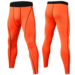 <b>Men's</b> Orange Compression Pants Sporty Quick Dry <b>Elastic</b> <b>Waist</b> Lightweight Spandex Polyester Workout Running <b>Trousers</b> - Product Image 1