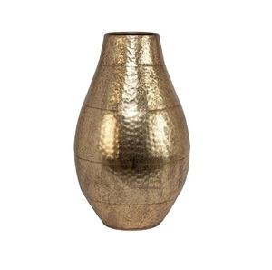 Vase en métal finition laiton antique fait main - Centre de table surdimensionné de style nordique - Pot de fleurs texturé doré de qualité supérieure - Product Image 1