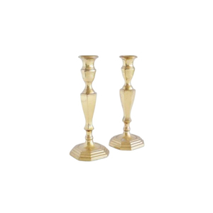 Set Of 2 Solid <b>Brass</b> <b>Candlesticks</b> Traditional Style Candle Holders Antique Gold Metal Home Decor Centerpieces On Sale - Product Image 2