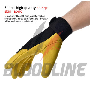 Gants de moto en cuir noir, longueur poignet, doublure en fausse fourrure, thermiques, style sportif pour l'hiver et les activités de plein air - Product Image 4