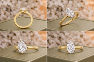 Anillo de Compromiso Solitario de Oro Sólido de 14K con Diamante Cultivado en Laboratorio con Corte Pera, Minimalista, para Novia, Boda y Fiesta, Chapado en Rodio para Mujer - Product Image 5