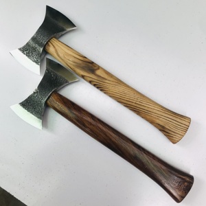 Handmade Flat Backed <b>Axe</b> Head Carbon Steel Blade Wood <b>Handle</b> with Leather Sheath DIY Industrial Grade Garden Pruning Hatchet - Product Image 4