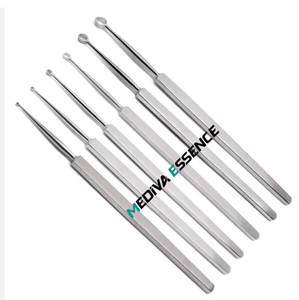 Ensemble d'instruments d'otologie en acier inoxydable : Curette auriculaire droite, instrument de grattage et forceps, outil chirurgical manuel ORL pour usage clinique et hospitalier - Product Image 4