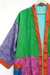 Kimono en soie Boho Robe en soie Sari Kimono en soie pour femmes - Product Image 3