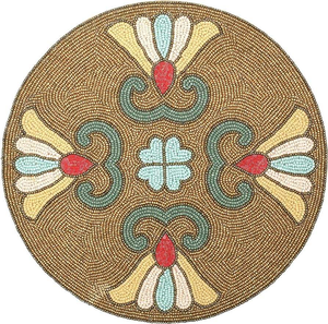 Trendy Modern Embroidered Eco-Friendly <b>Rounded</b> Beaded <b>Placemat</b> for Home Decor - Product Image 1