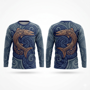 Maillot de pêche personnalisé unisexe en polyester respirant, anti-humidité, séchage rapide, protection UV, antibactérien, sublimé, manches longues - Product Image 4