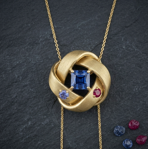 Collar Cuadrado Azul Hidro de 16 Pulgadas con Piedra de 8mm, 10 Gramos, Plata de Ley 925, Chapado en Oro de 18K, Joyería Elegante para Mujer - Product Image 2