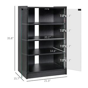 Mobiletto Porta TV a 5 Ripiani Nero con Mensole Regolabili per Console di Gioco e Lettori DVD - Porta in Vetro Temperato - Product Image 3